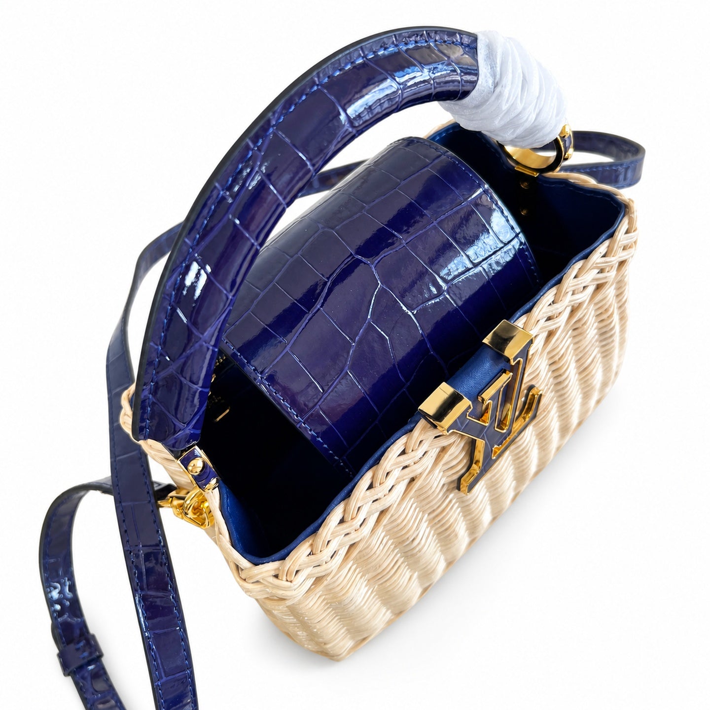 Louis Vuitton Capucines Mini Leather Blue Handbag