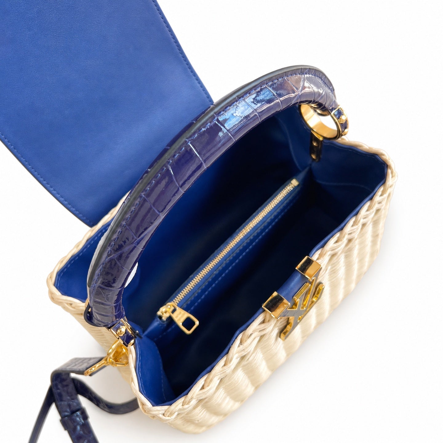 Louis Vuitton Capucines Small Leather Blue Handbag