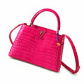 Louis Vuitton Capucines Medium Croc-Embossed Leather Pink Silver Handbag