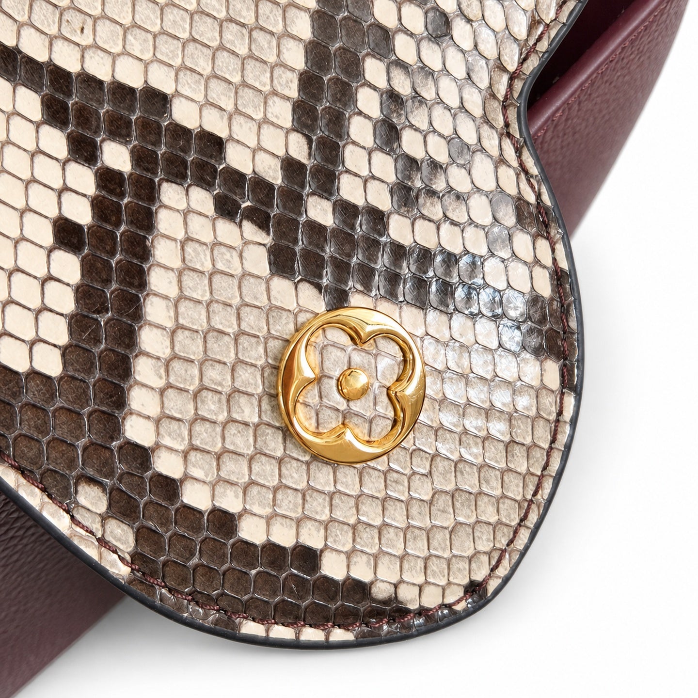 Louis Vuitton Capucines Small Snakeskin Leather Burgundy Handbag