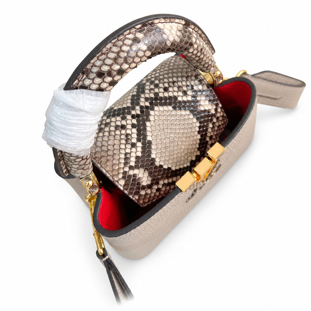 Louis Vuitton Capucines Mini Snakeskin Leather Gray Handbag