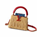 Louis Vuitton Capucines Takashi Murakami Mini Denim Leather Handbag