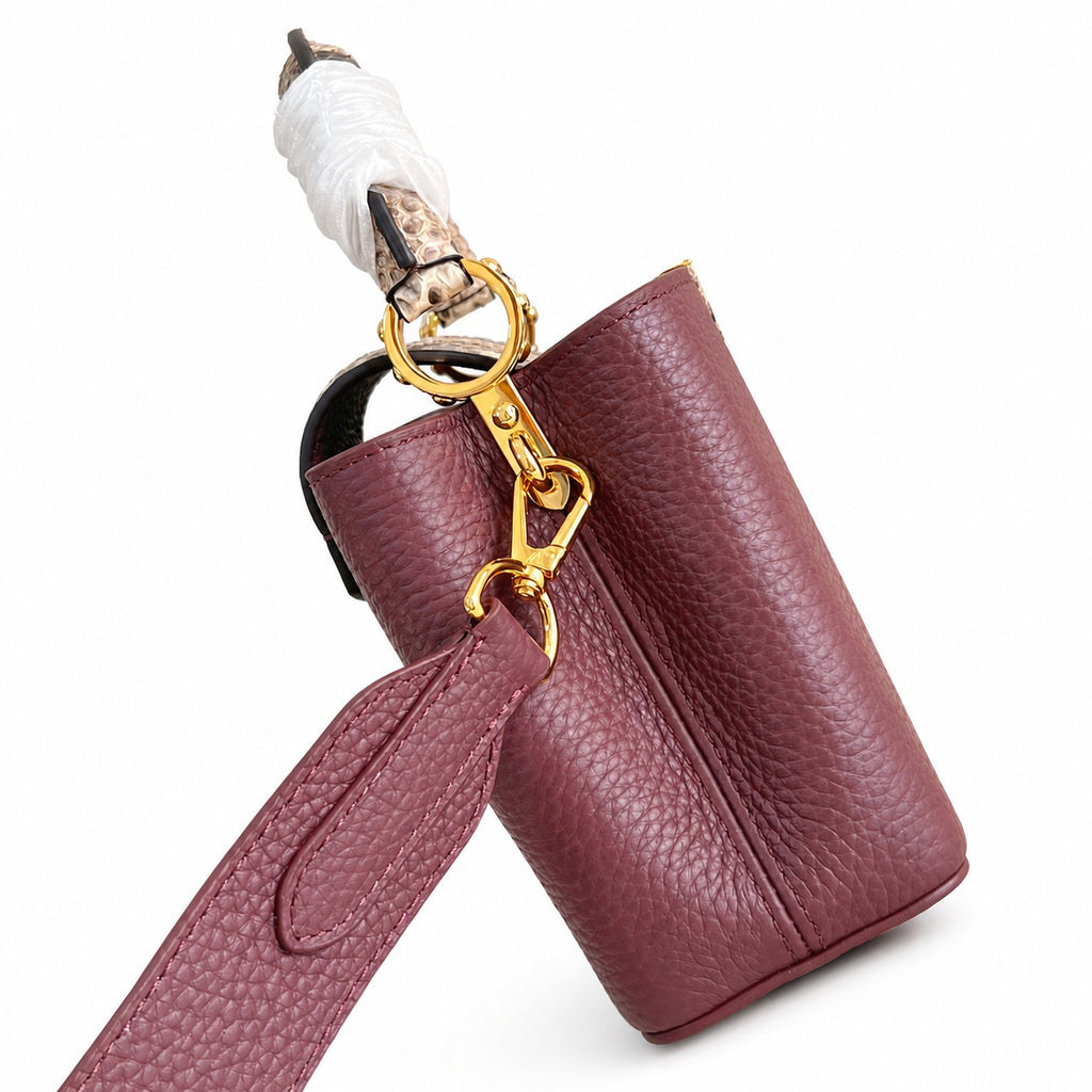 Louis Vuitton Capucines Mini Snakeskin Leather Burgundy Handbag