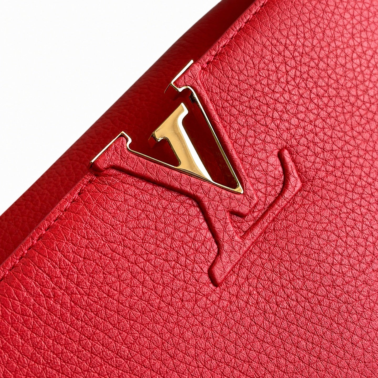 Louis Vuitton Capucines Medium Snakeskin Leather Red Gold Handbag