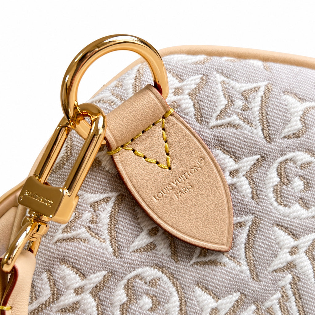 Louis Vuitton Speedy Embroidered Canvas Jacquard Leather Handbag