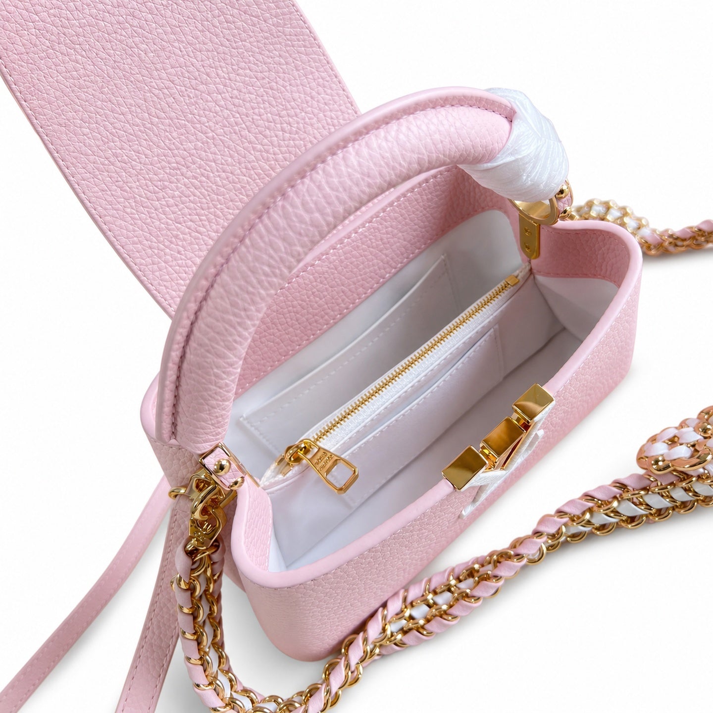 Louis Vuitton Capucines Mini Knit Leather Pink Handbag