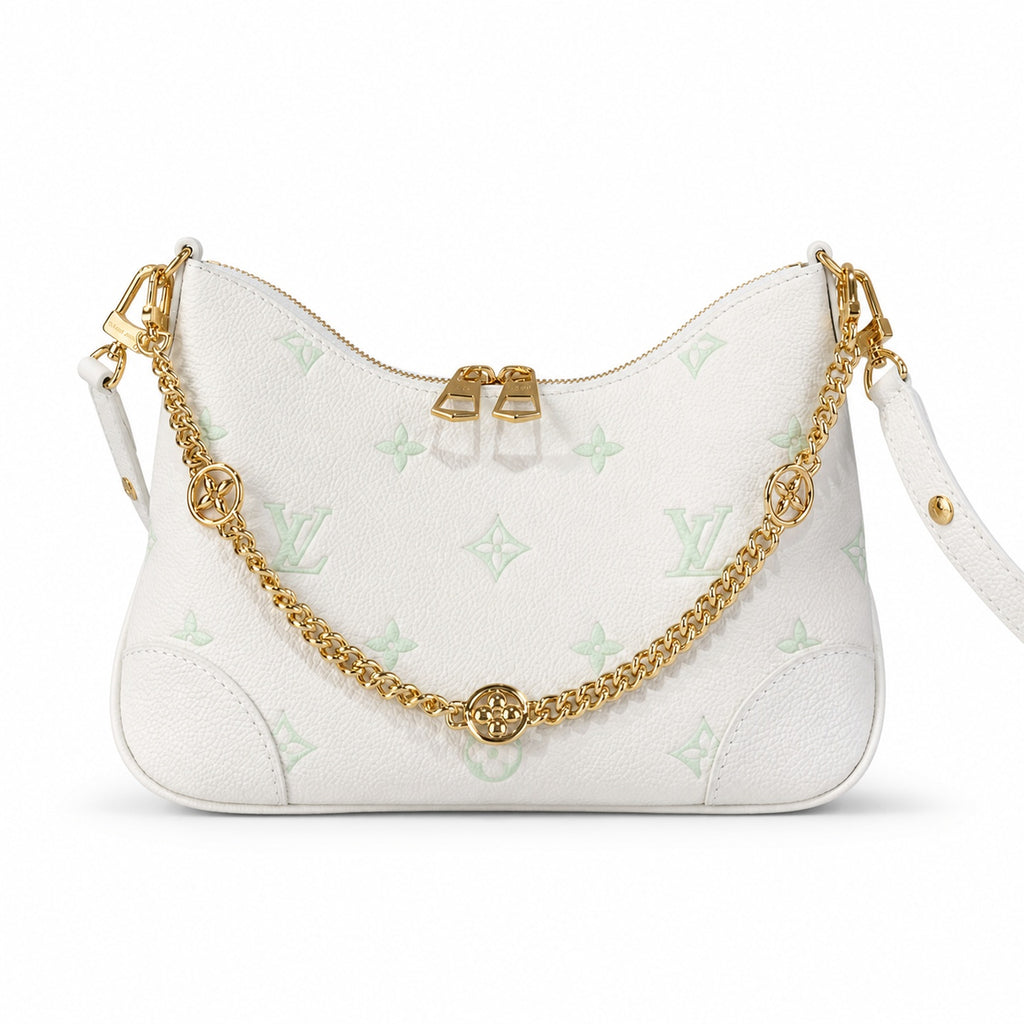 Louis Vuitton Boulogne Small Silk Jacquard Leather Green Gold Handbag