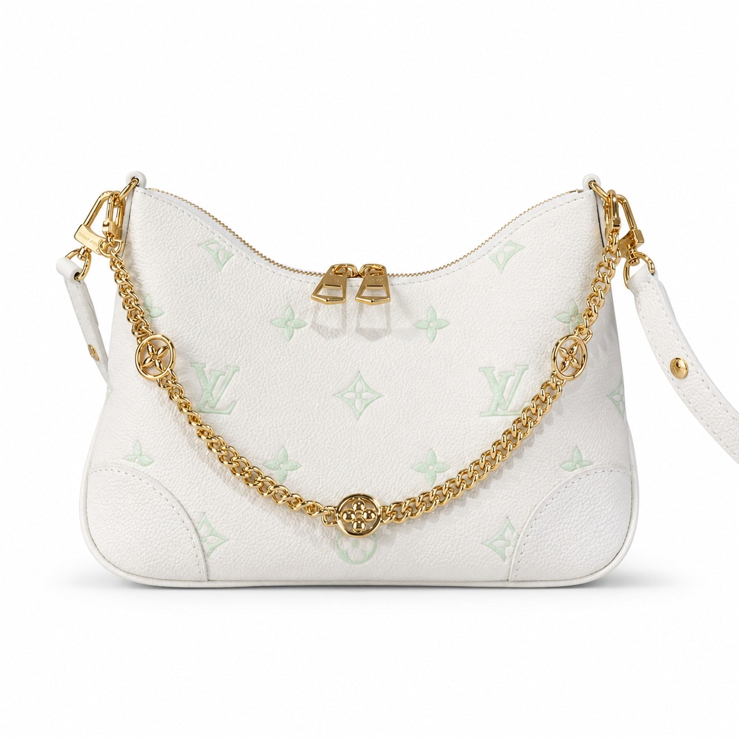 Louis Vuitton Boulogne Small Silk Jacquard Leather Green Gold Handbag