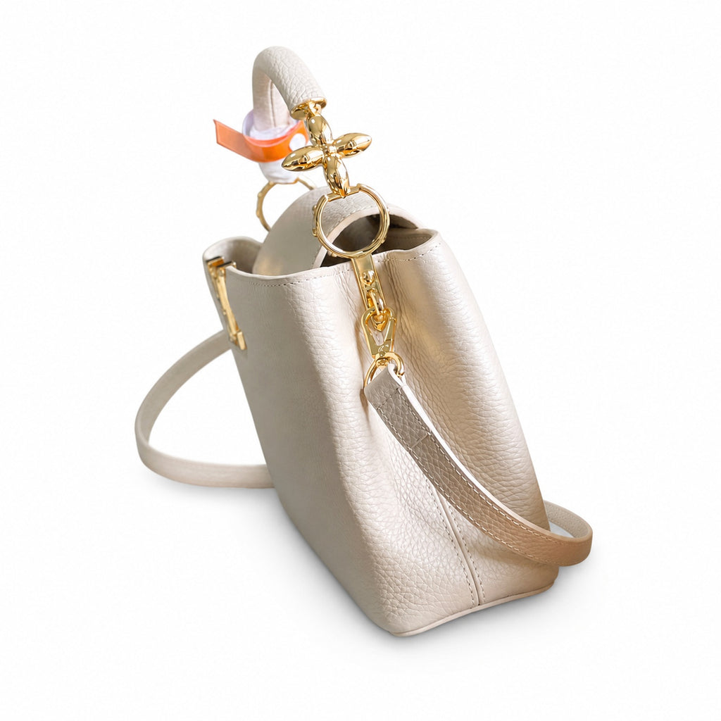 Louis Vuitton Capucines Leather White Gold Handbag