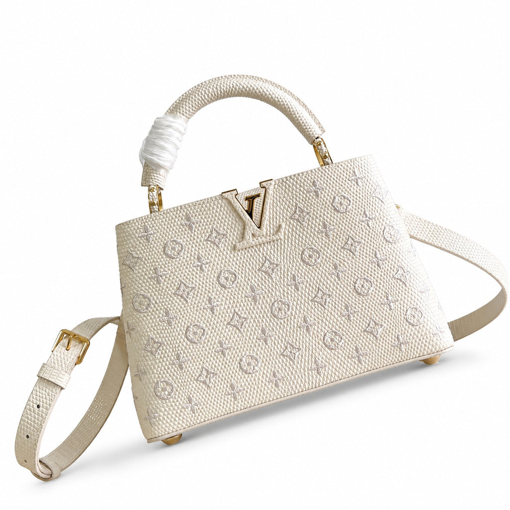 Louis Vuitton Capucines Small Embroidered Leather White Handbag