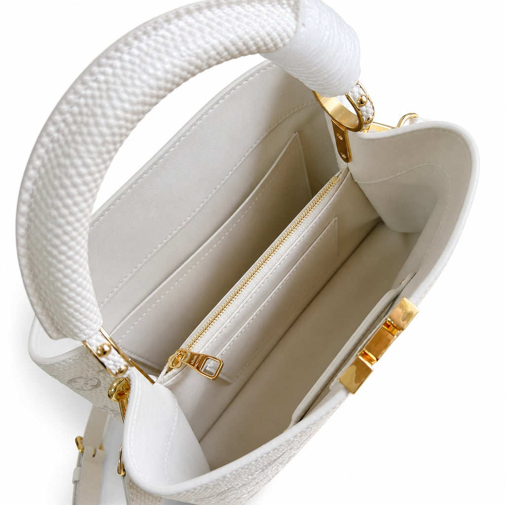 Louis Vuitton Capucines Small Embroidered Leather White Handbag