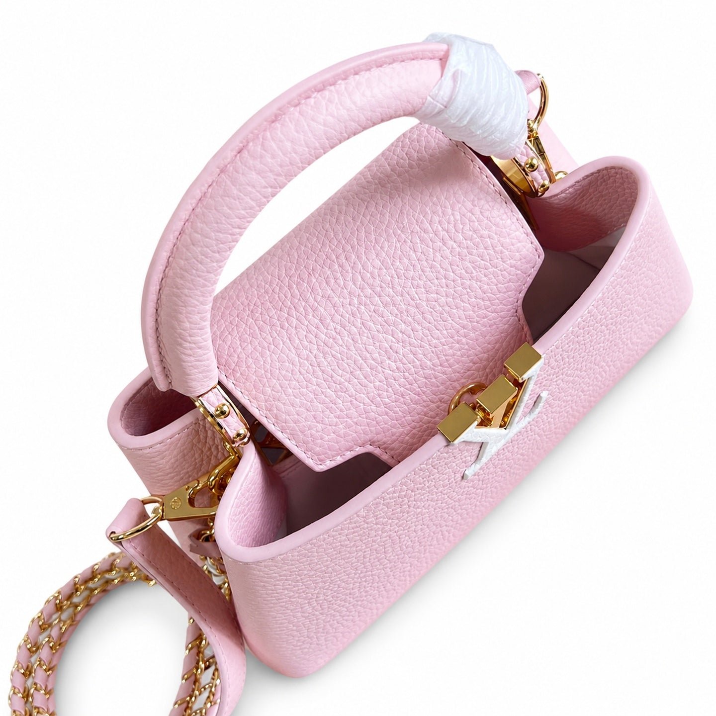 Louis Vuitton Capucines Small Knit Leather Pink Handbag