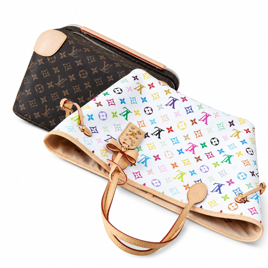Louis Vuitton Neverfull Medium Canvas Leather White Handbag