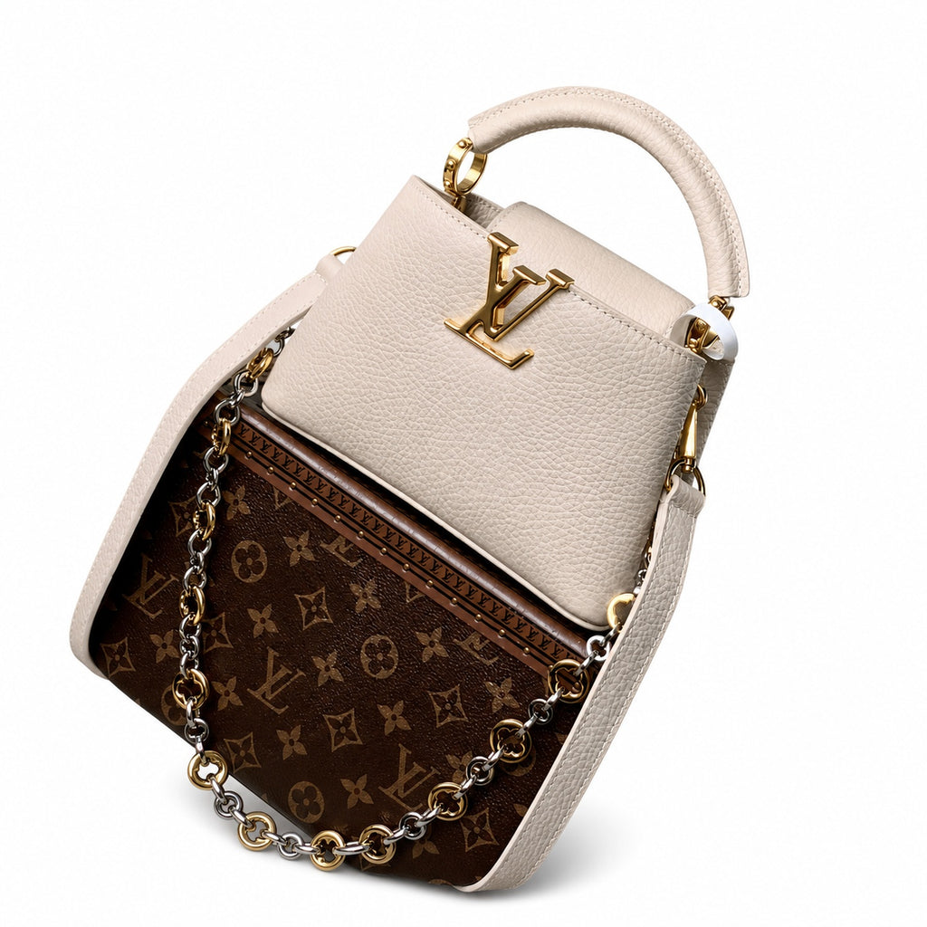 Louis Vuitton Capucines Mini Leather Beige Gray Handbag