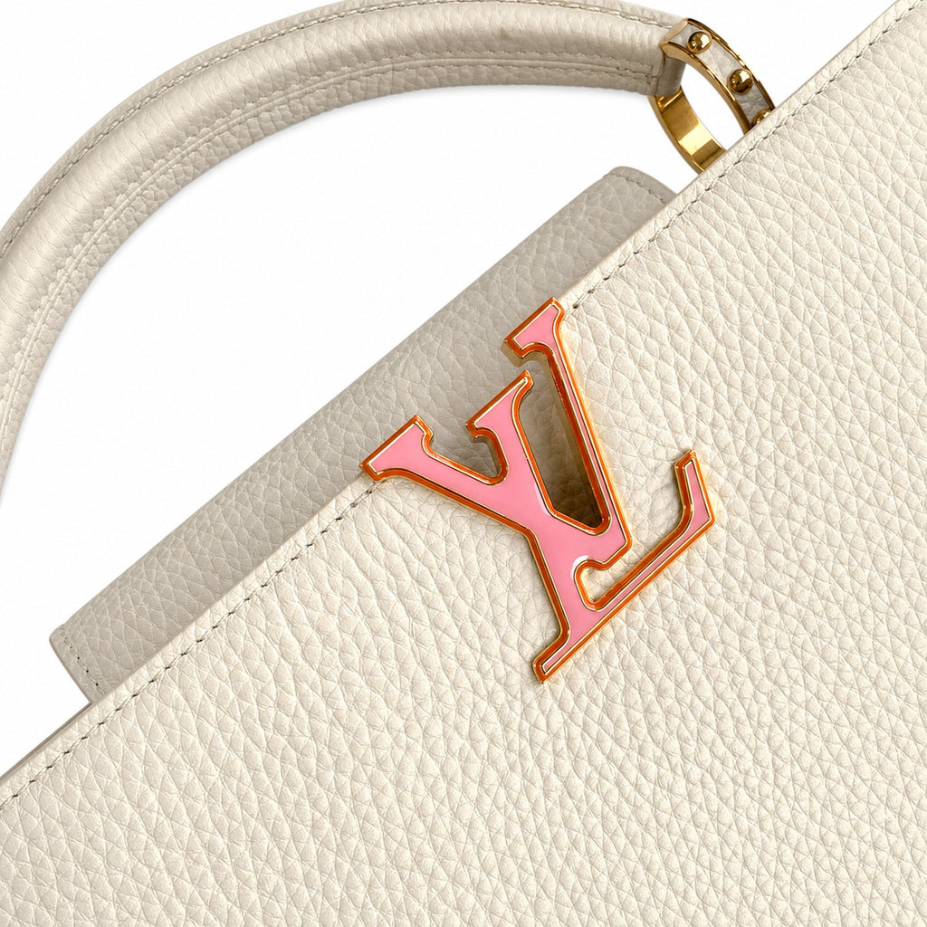 Louis Vuitton Capucines Small Leather White Gold Handbag