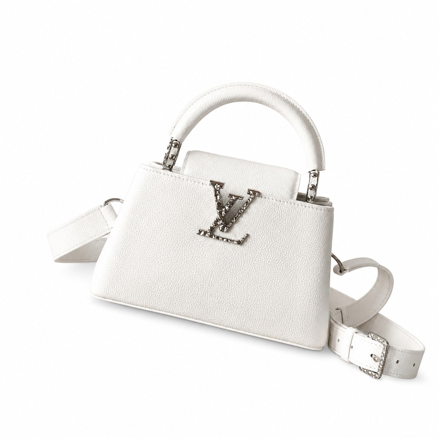 Louis Vuitton Mini Leather White Silver Handbag