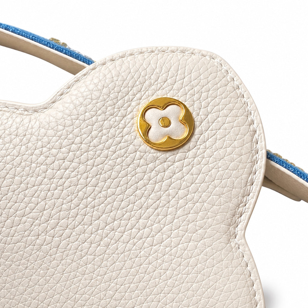 Louis Vuitton Capucines Embroidered Denim Leather White Handbag