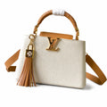 Louis Vuitton Capucines Leather White Brown Handbag