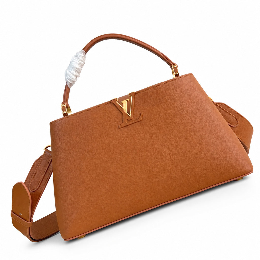 Louis Vuitton Capucines Small Suede Leather Brown Handbag