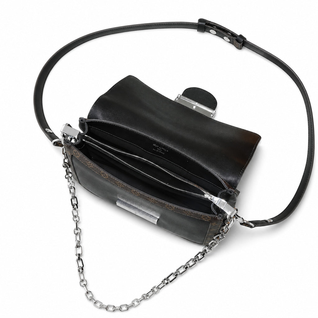 Louis Vuitton Dauphine Medium Canvas Leather Black Handbag