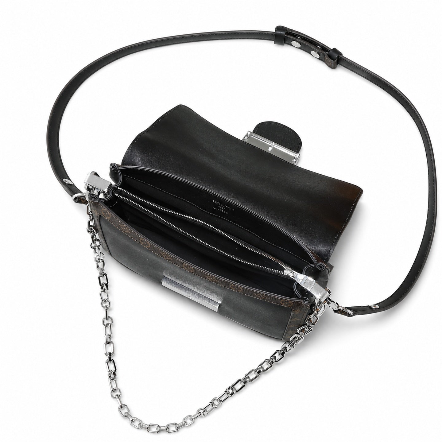 Louis Vuitton Dauphine Medium Canvas Leather Black Handbag