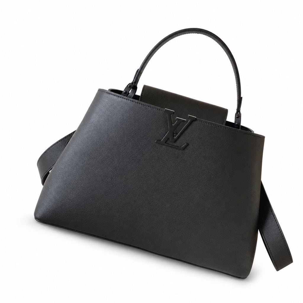 Louis Vuitton Capucines Large Leather Black Brown Handbag