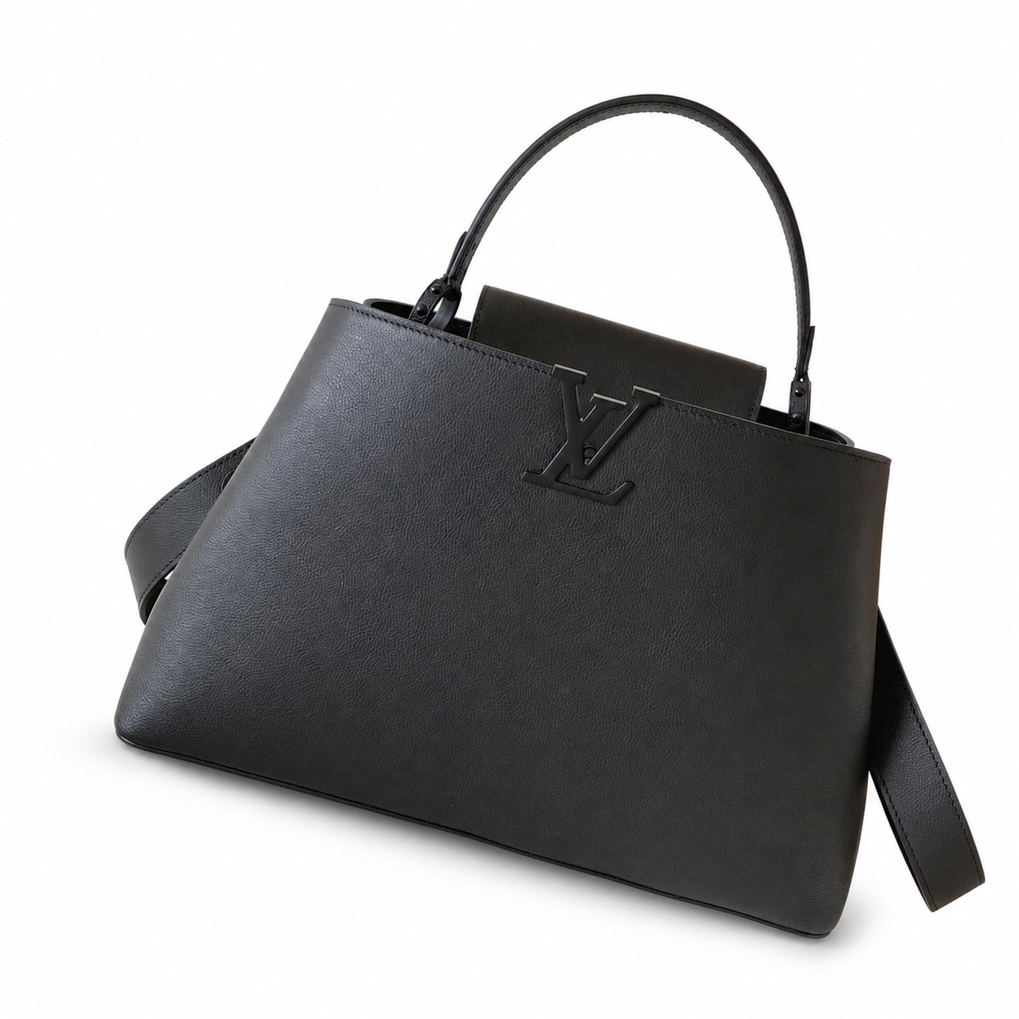 Louis Vuitton Capucines Large Leather Black Brown Handbag