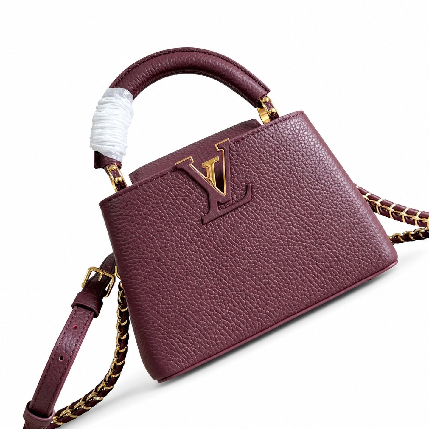Louis Vuitton Capucines Mini Leather Burgundy Handbag