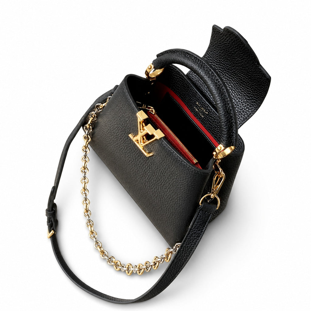 Louis Vuitton Capucines Mini Leather Black Handbag