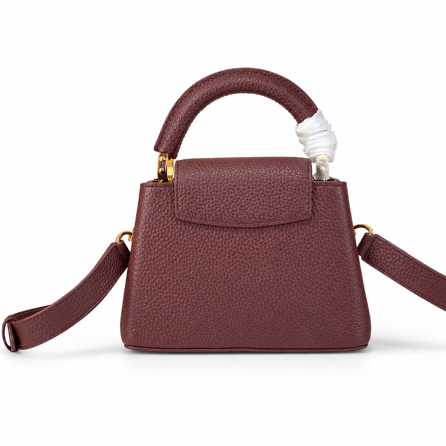 Louis Vuitton Capucines Mini Leather White Gold Burgundy Handbag