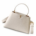 Louis Vuitton Capucines Medium Suede Leather Black White Brown Handbag