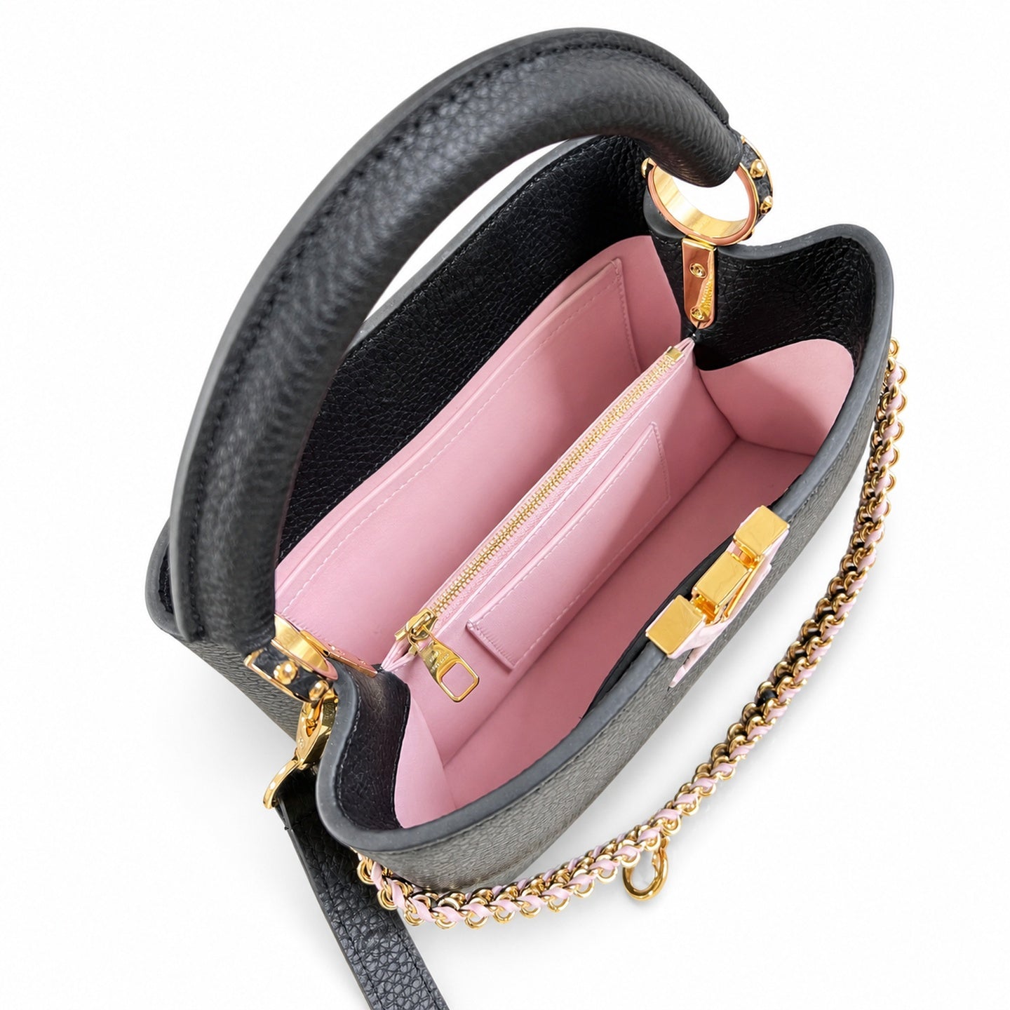 Louis Vuitton Capucines Small Knit Leather Black Handbag