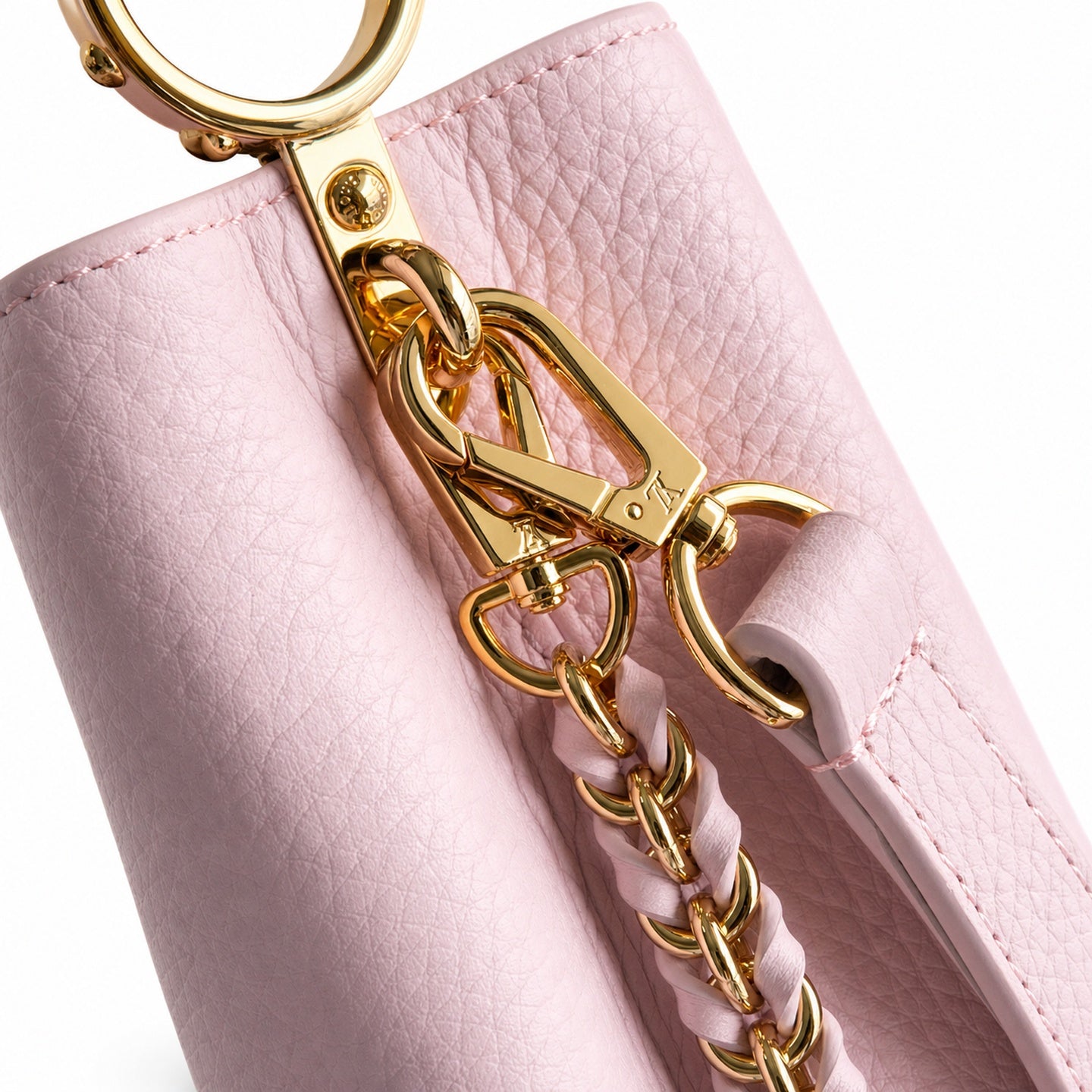 Louis Vuitton Capucines Mini Leather White Pink Gold Handbag