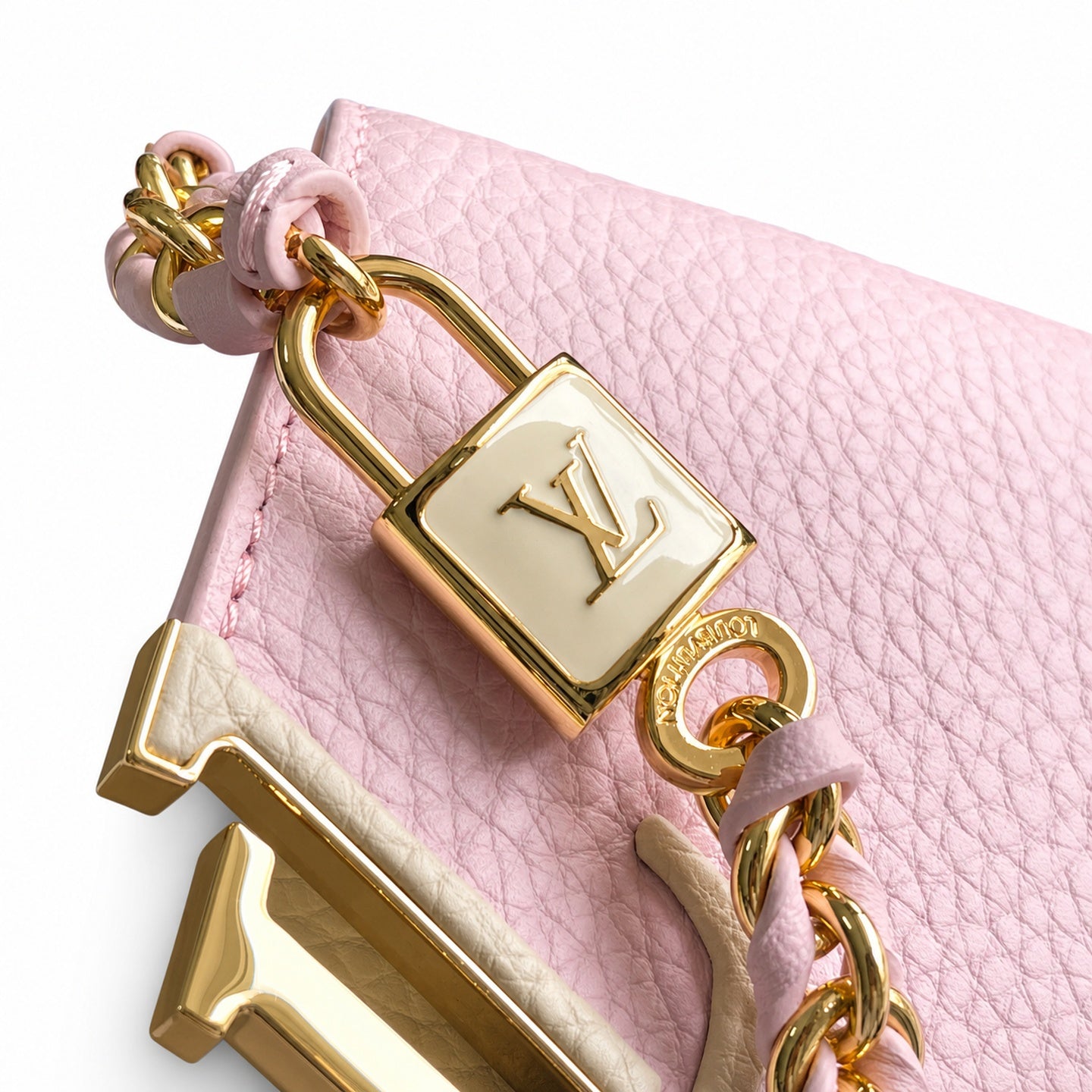 Louis Vuitton Capucines Mini Leather White Pink Gold Handbag