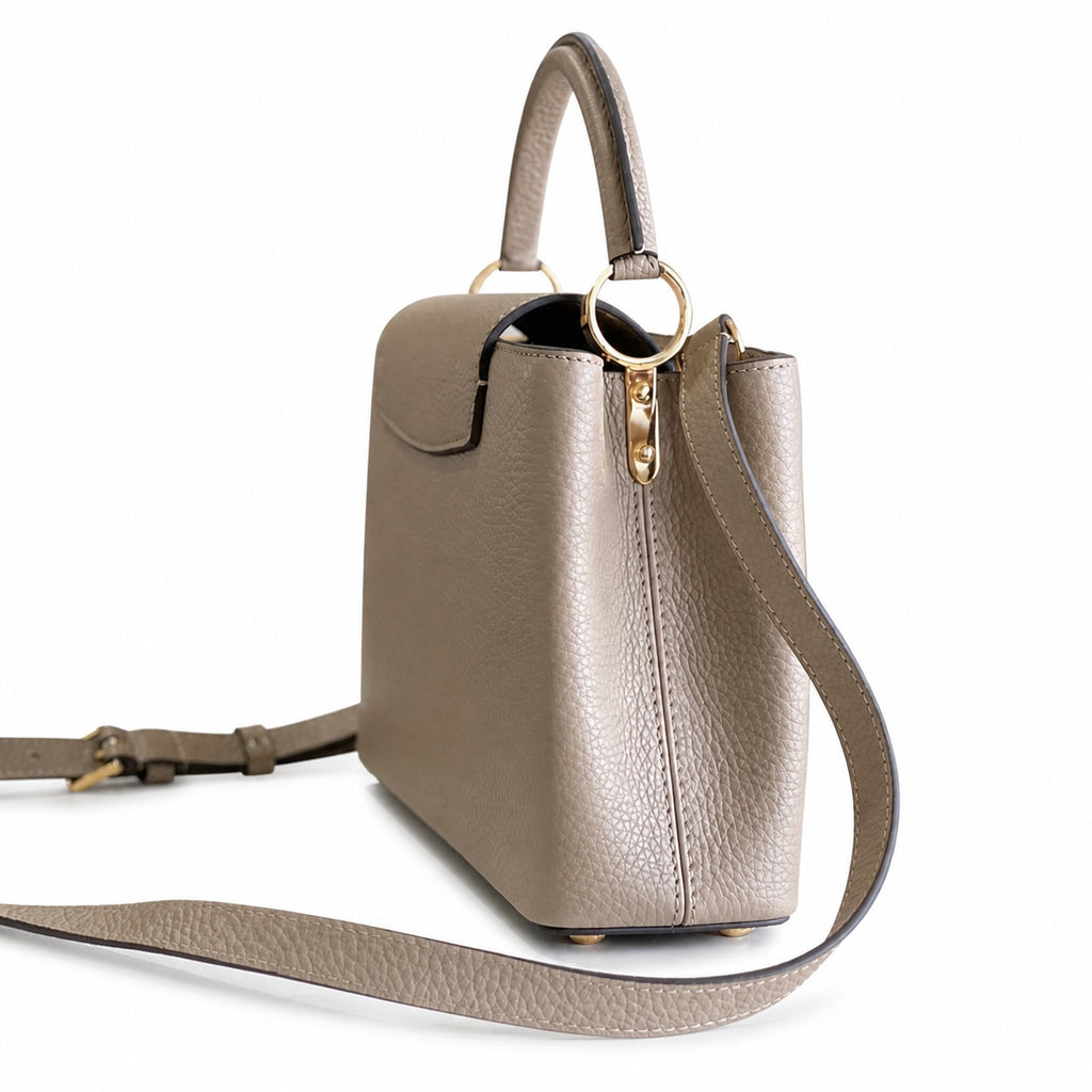 Louis Vuitton Capucines Small Leather Gray Gold Handbag