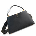 Louis Vuitton Capucines Medium Suede Leather Black Brown Handbag