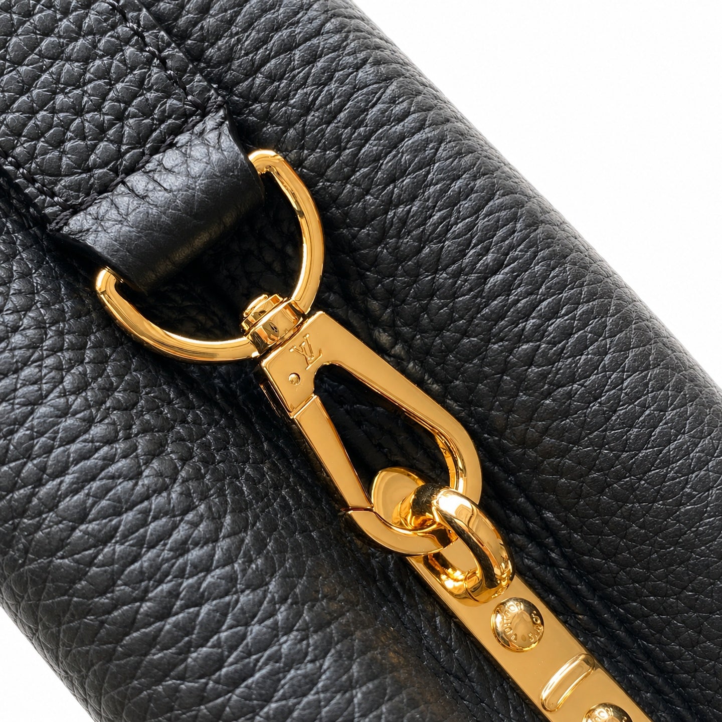 Louis Vuitton Capucines Mini Leather Black Yellow Gold Handbag