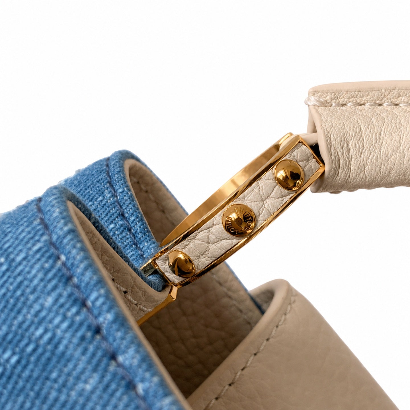 Louis Vuitton Capucines Mini Embroidered Denim Leather Handbag