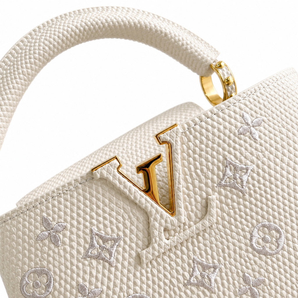 Louis Vuitton Capucines Mini Embroidered Leather White Handbag