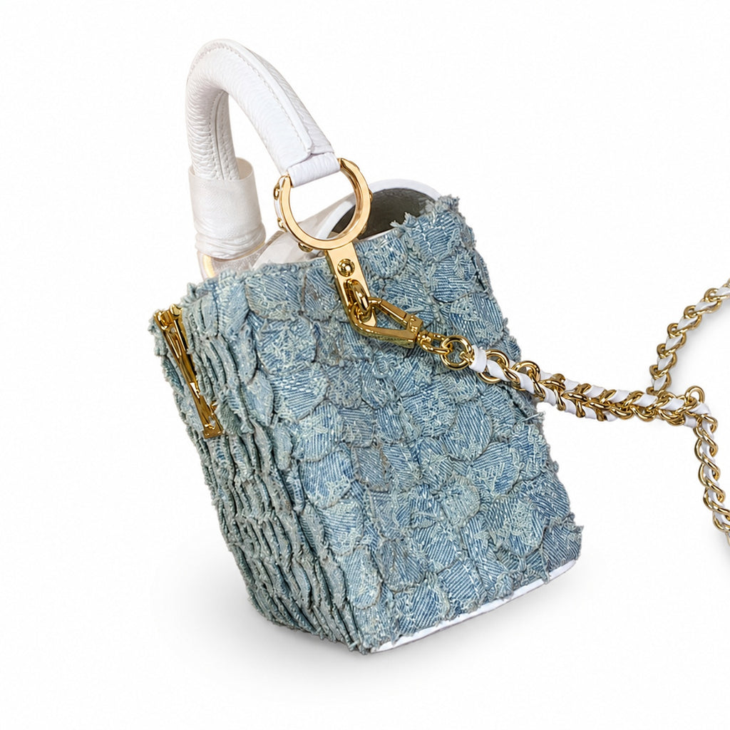 Louis Vuitton Capucines Mini Denim Leather Handbag