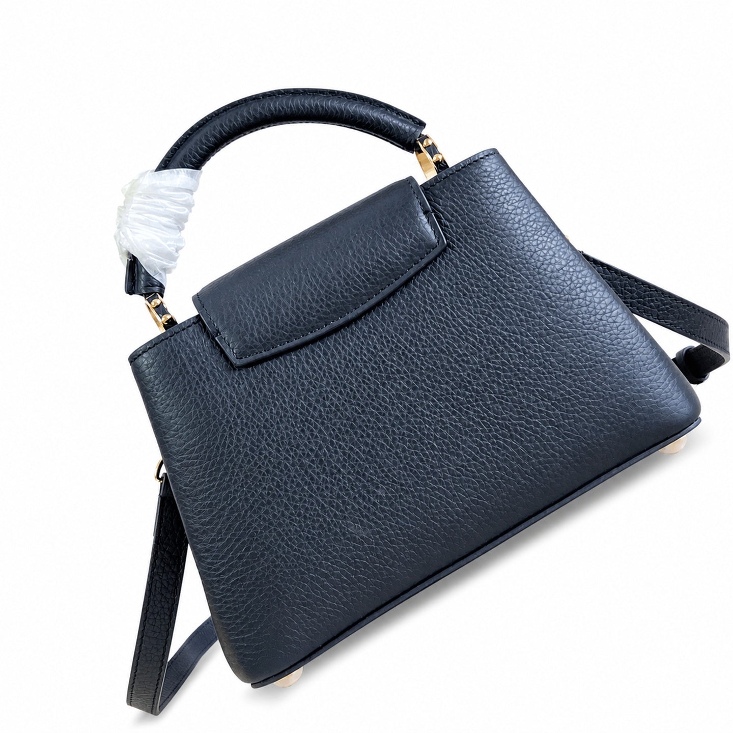 Louis Vuitton Capucines Small Knit Leather Black Handbag