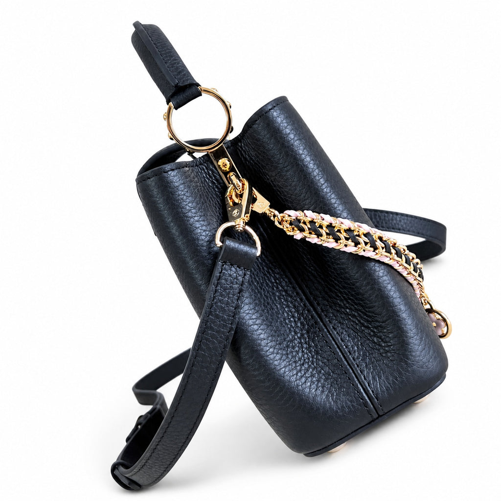 Louis Vuitton Capucines Small Knit Leather Black Handbag