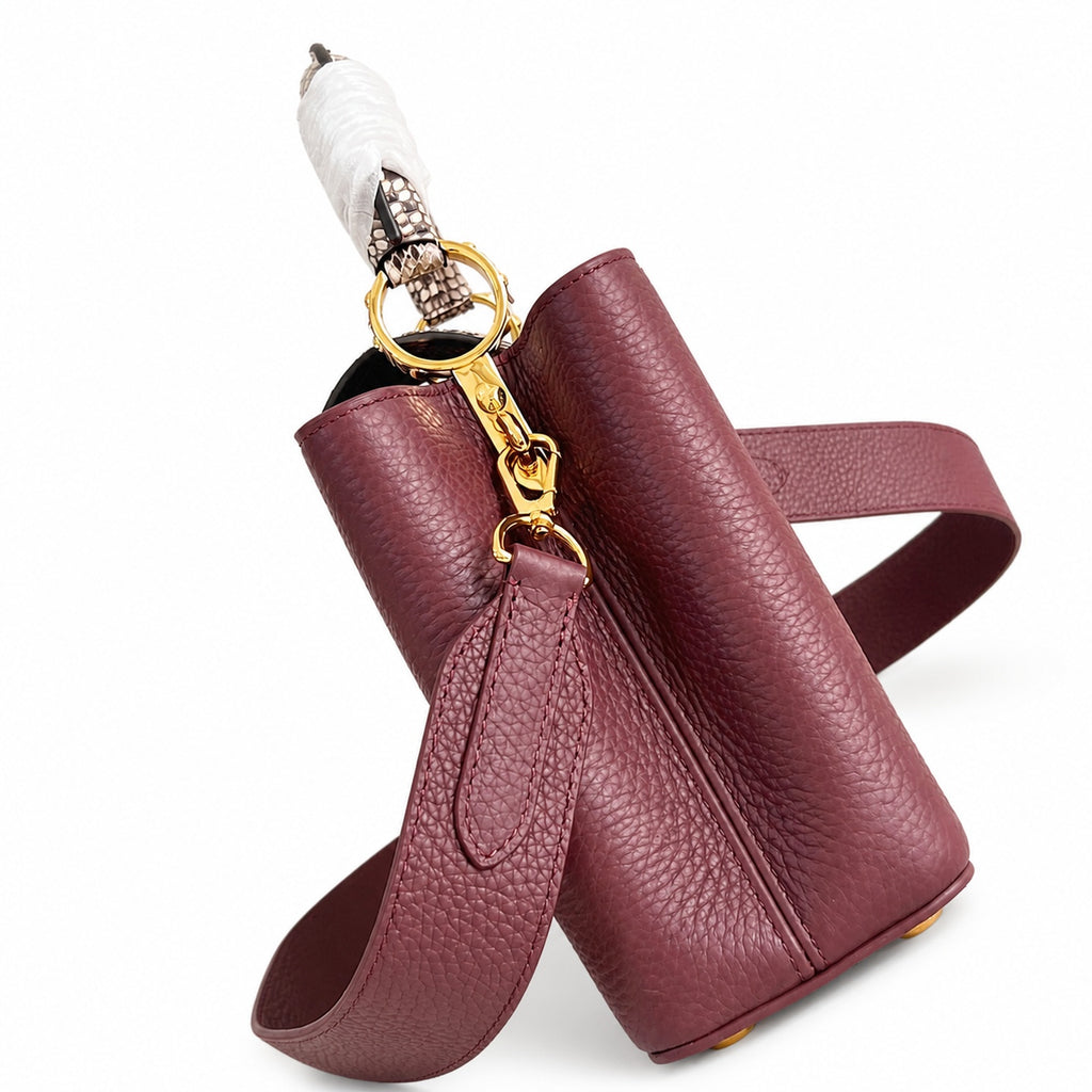 Louis Vuitton Capucines Small Snakeskin Leather Burgundy Handbag