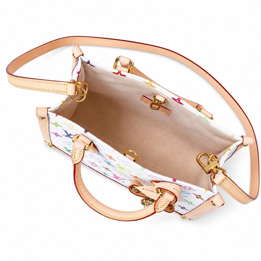 Louis Vuitton OnTheGo Small Canvas Leather White Handbag