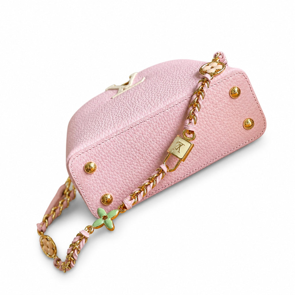 Louis Vuitton Capucines Mini Leather White Pink Gold Handbag
