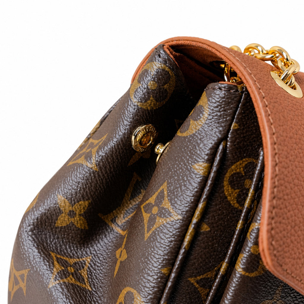 Louis Vuitton Canvas Leather Brown Gold Handbag