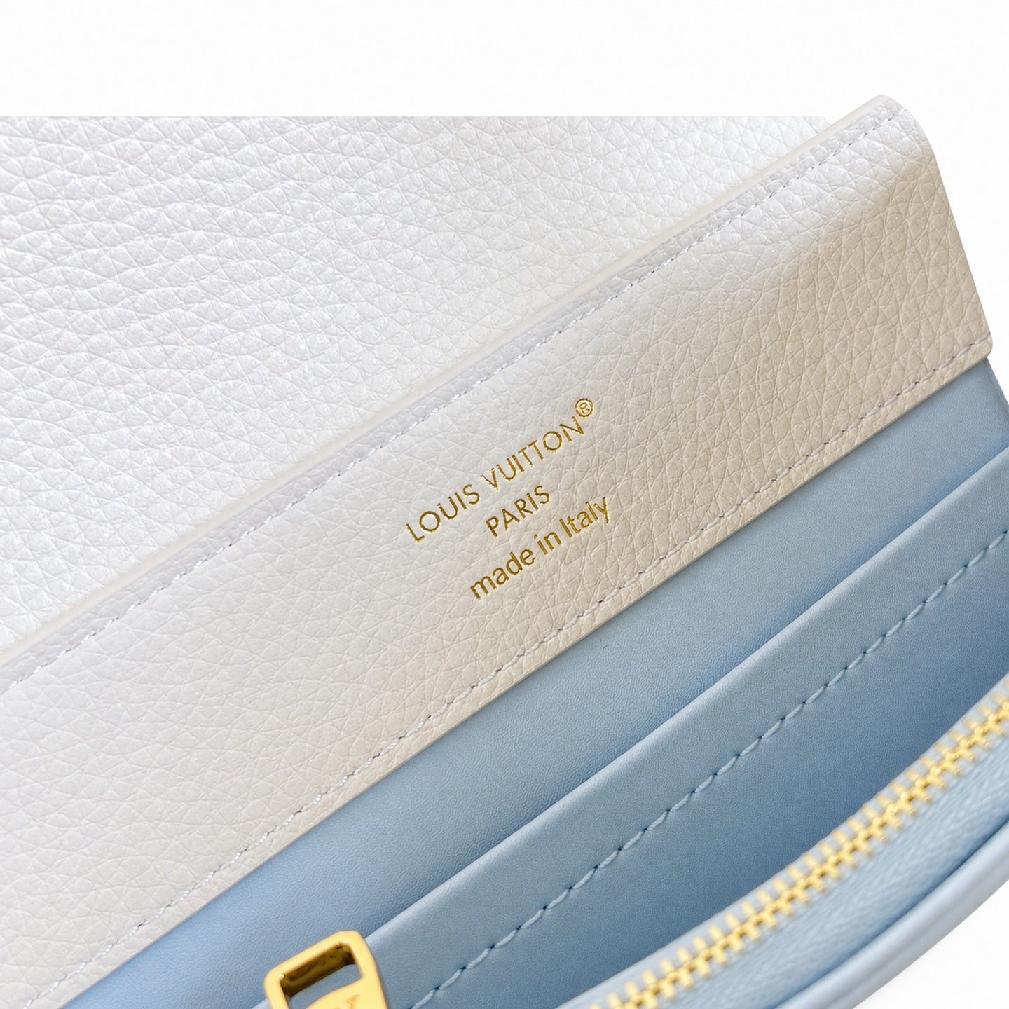 Louis Vuitton Capucines Mini Leather White Blue Handbag