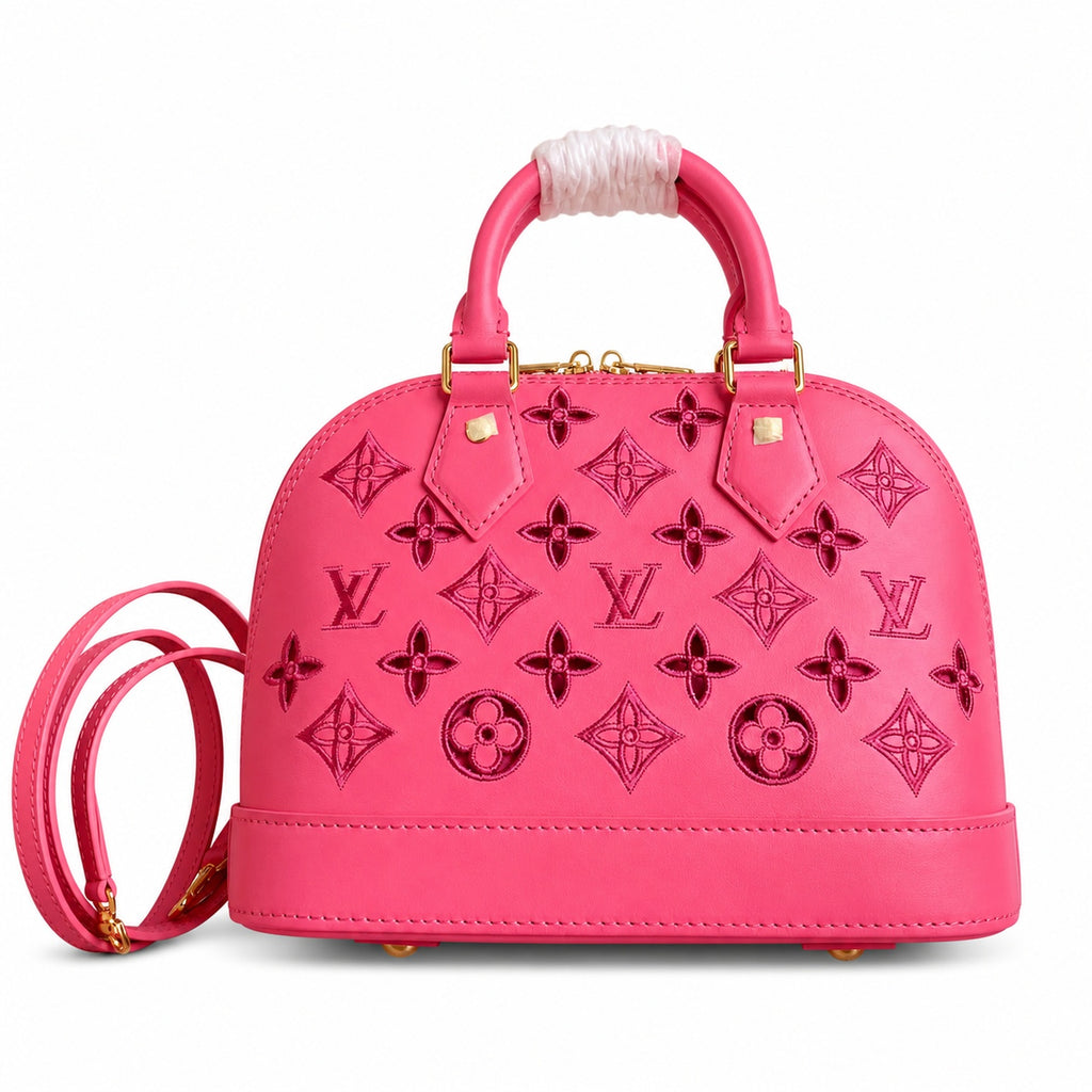 Louis Vuitton Alma Embroidered Leather Red Handbag