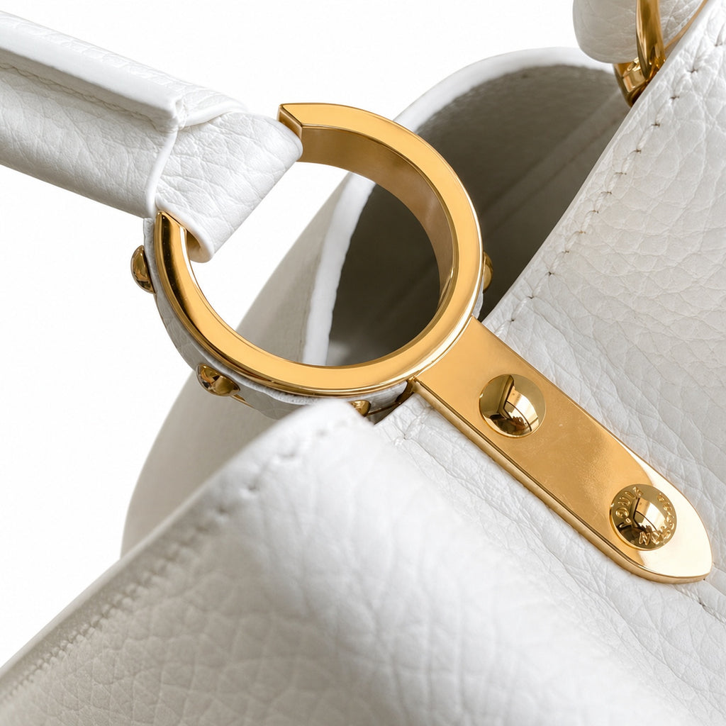 Louis Vuitton Capucines Medium Snakeskin Leather White Gold Handbag