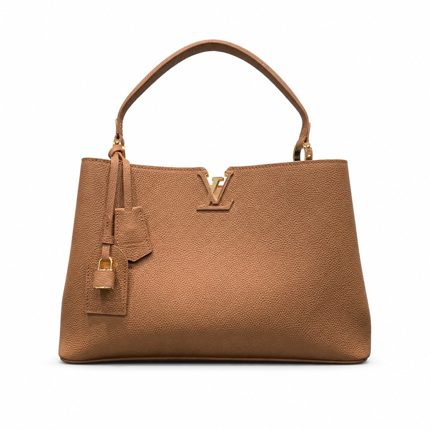Louis Vuitton Capucines Leather Brown Gold Handbag